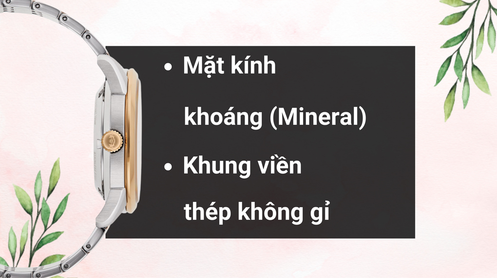 Chất liệu mặt kính và khung viền của mẫu đồng hồ Chất liệu mặt kính và khung viền của mẫu đồng hồ