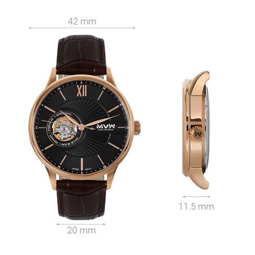 Đồng hồ MVW Star 42 mm Nam MLA005-01N Màu Nâu