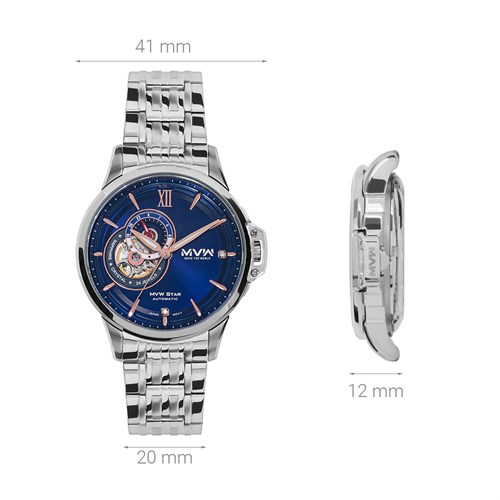 Đồng hồ MVW Star 41 mm Nam MSA003-03N Màu Bạc