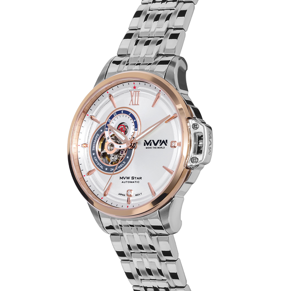 Đồng hồ MVW Star 41.5 mm Nam MSA003-01N Màu Bạc