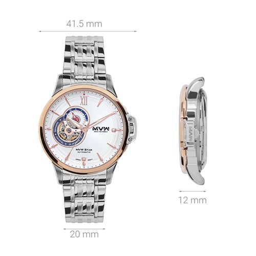 Đồng hồ MVW Star 41.5 mm Nam MSA003-01N Màu Bạc