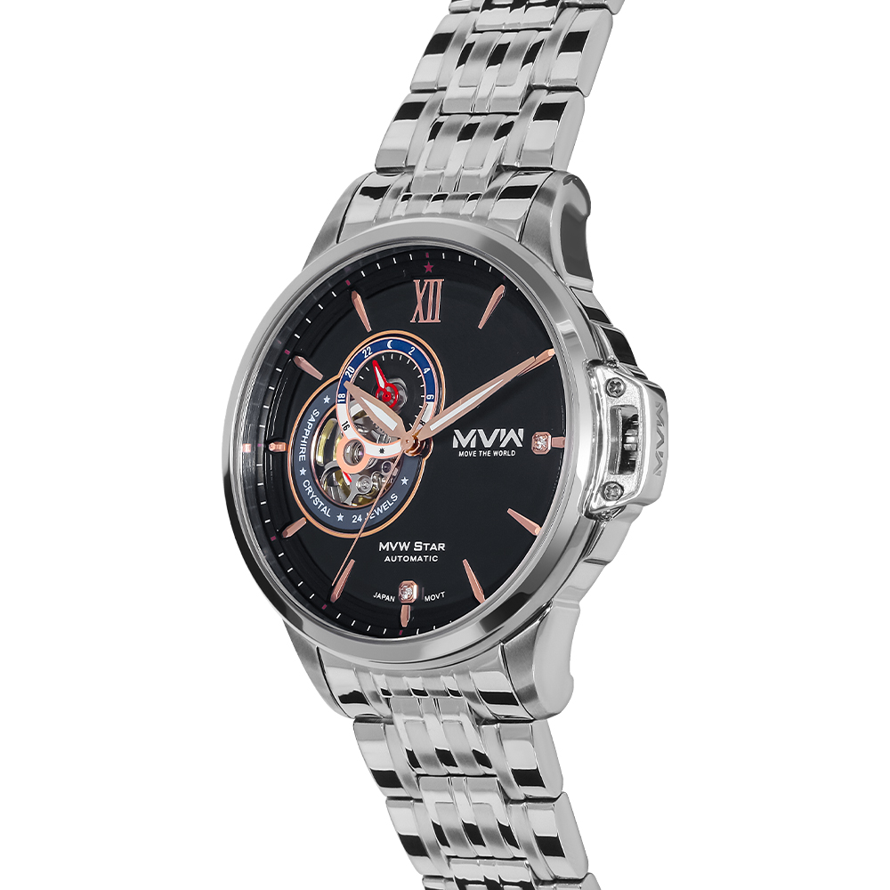 Đồng hồ MVW Star 41 mm Nam MSA003-02N Màu Bạc
