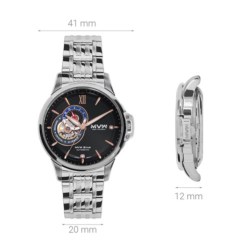 Đồng hồ MVW Star 41 mm Nam MSA003-02N Màu Bạc