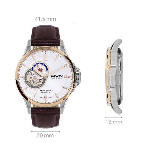 Đồng hồ MVW Star 41.5 mm Nam MLA004-02N Màu Nâu