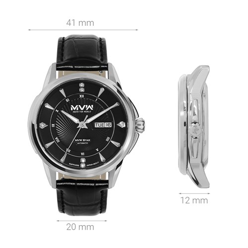 Đồng hồ MVW Star 41 mm Nam MLA002-02N Màu Đen