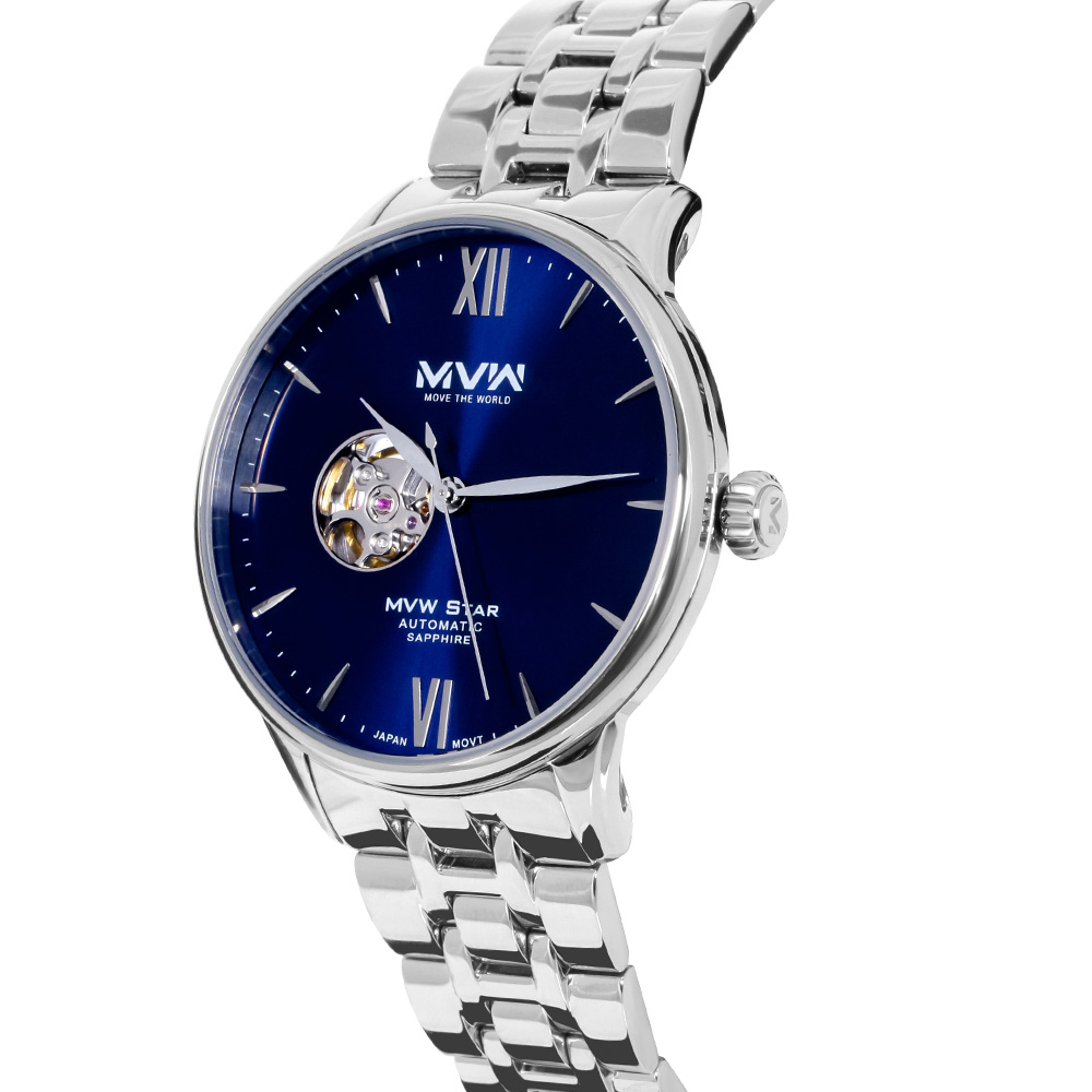 Đồng hồ MVW Star 43 mm Nam MSA005-01N Màu Bạc