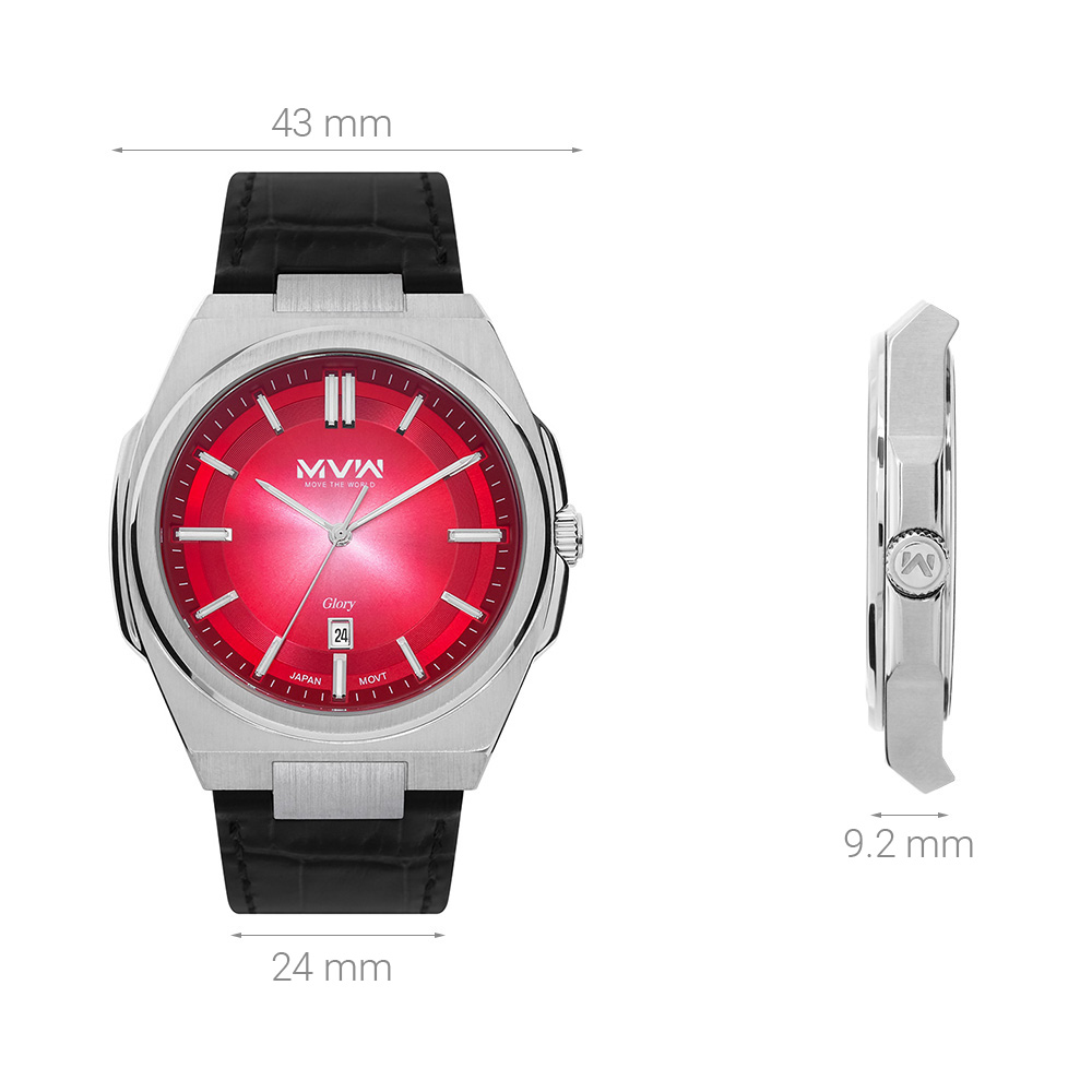 Đồng hồ MVW Glory 43 mm Nam ML079-01 Màu Đen