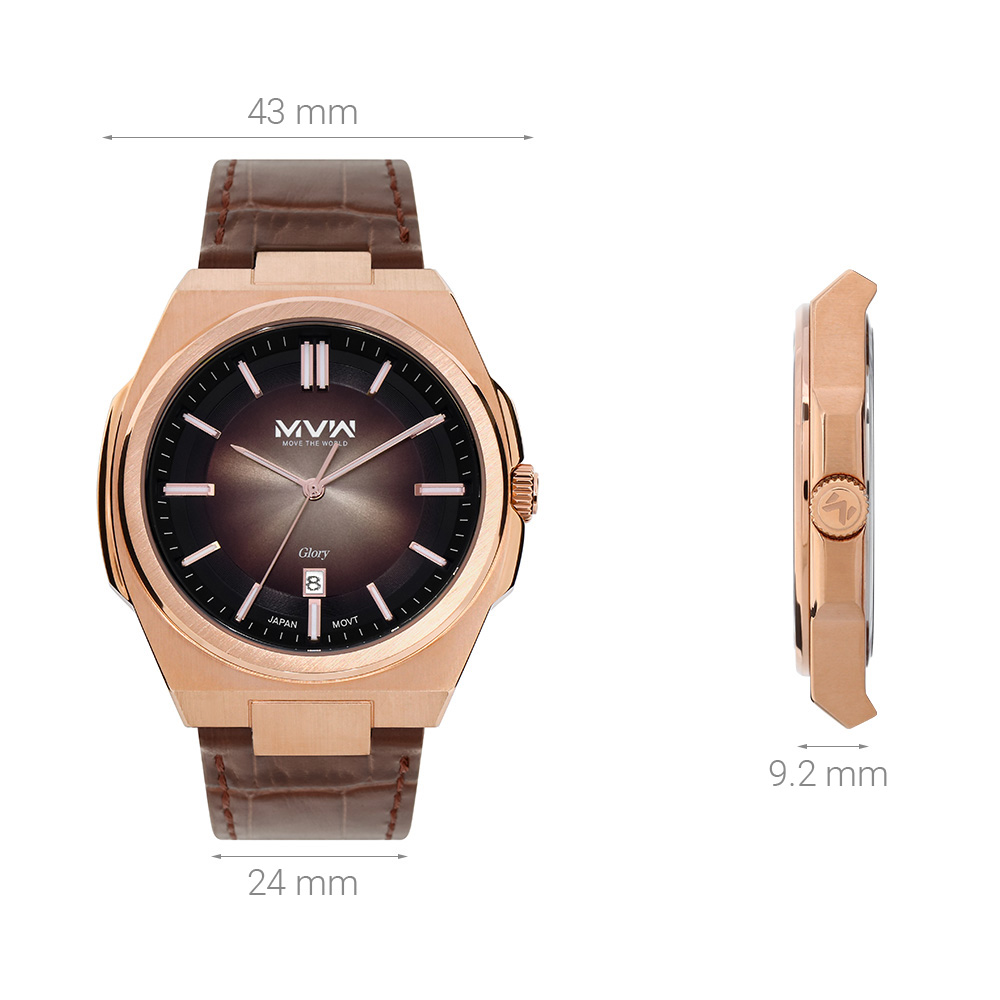 Đồng hồ MVW Glory 43 mm Nam ML079-03 Màu Nâu