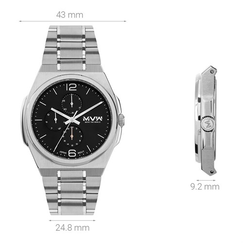 Đồng hồ MVW Glory 43 mm Nam MS087-02 Màu Bạc