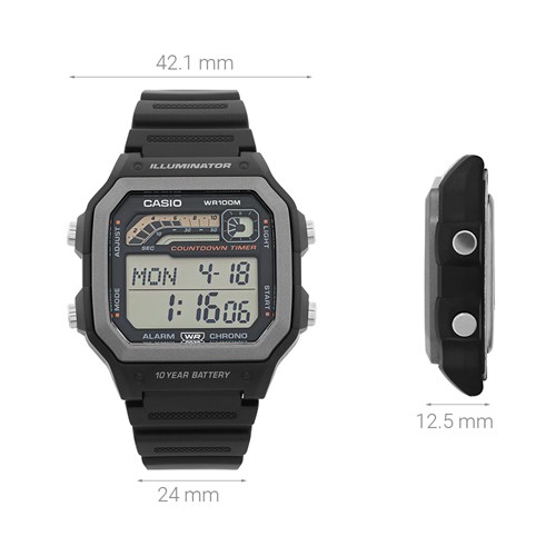 Đồng hồ Casio 42.1 mm Nam WS-1600H-1AVDF Màu Đen