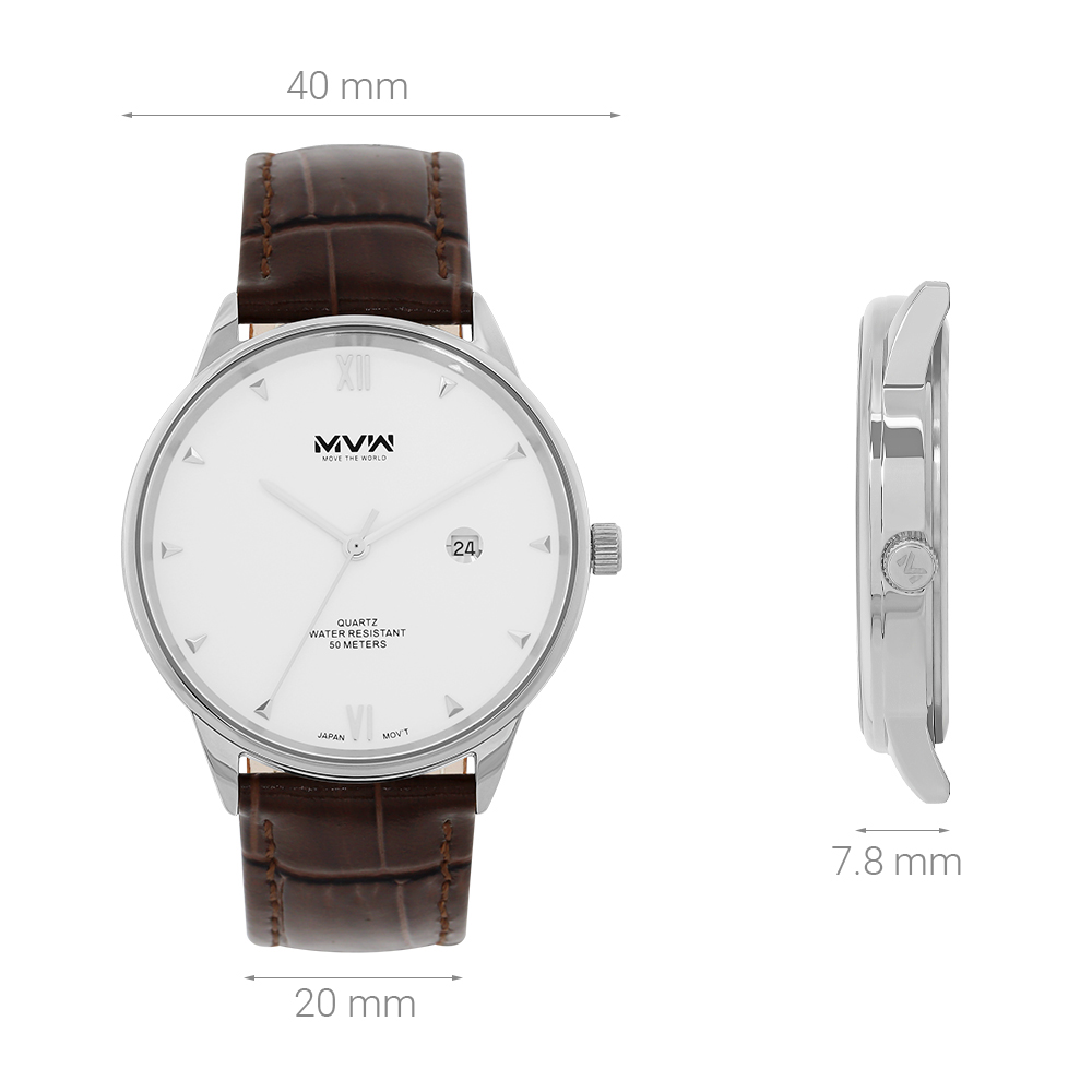 Đồng hồ MVW 40 mm Nam ML081-02 Màu Nâu