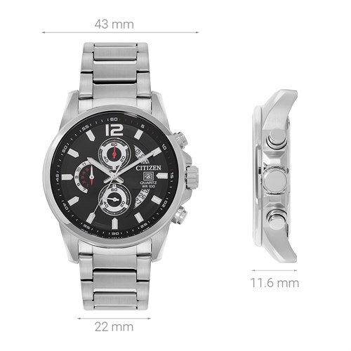Đồng hồ Citizen 43 mm Nam AN3690-56E Màu Bạc