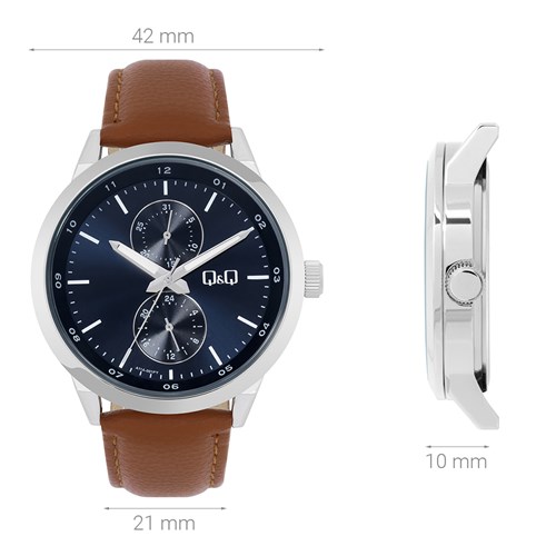 Đồng hồ Q&Q 42 mm Nam A11A-001PY Màu Nâu