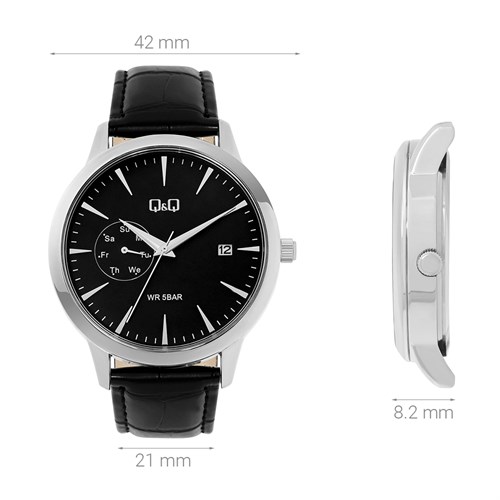 Đồng hồ Q&Q 42 mm Nam A12A-001PY Màu Đen