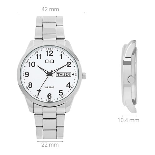 Đồng hồ Q&Q 42 mm Nam C32A-004PY Màu Bạc