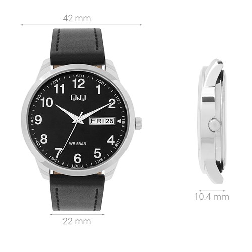 Đồng hồ Q&Q 42 mm Nam C32A-008PY Màu Đen