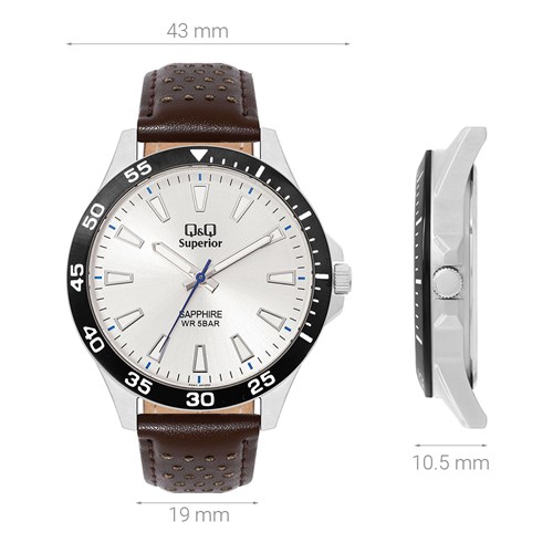 Đồng hồ Q&Q 43 mm Nam S08A-007PY Màu Nâu