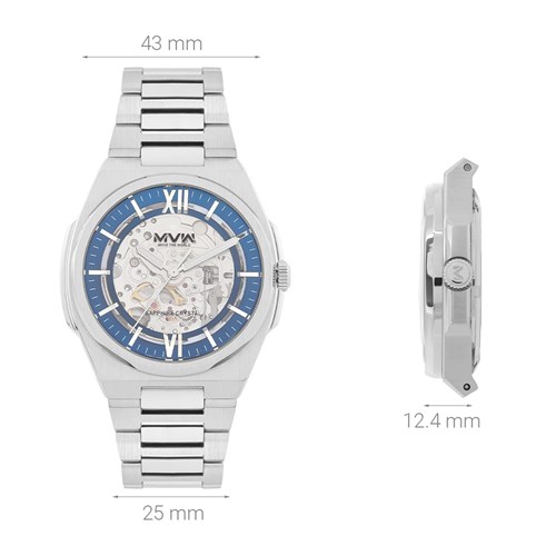 Đồng hồ MVW Galaxy 43 mm Nam MSA088-01-S1 Màu Bạc