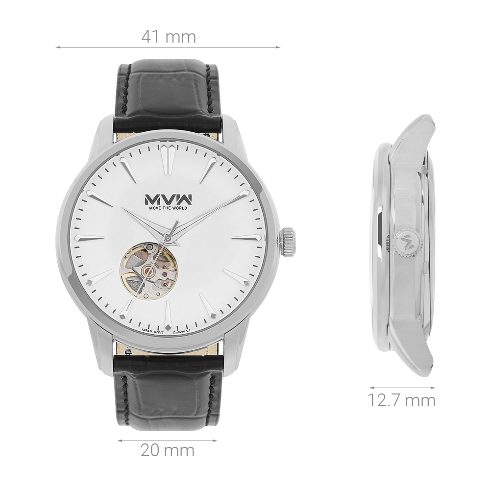 Đồng hồ MVW Star 41 mm Nam MLA084-02-S1 Màu Đen