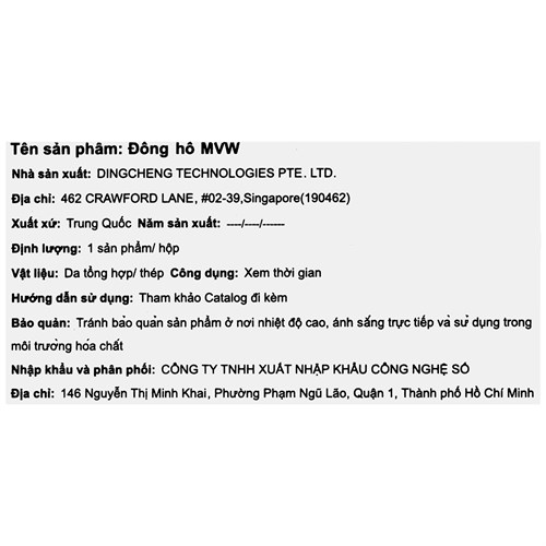 Đồng hồ MVW Star 41 mm Nam MLA084-02-S1 Màu Đen