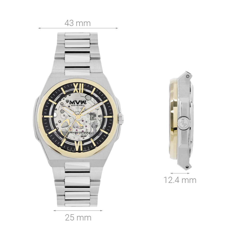 Đồng hồ MVW Galaxy 43 mm Nam MSA088-02-S2 Màu Bạc