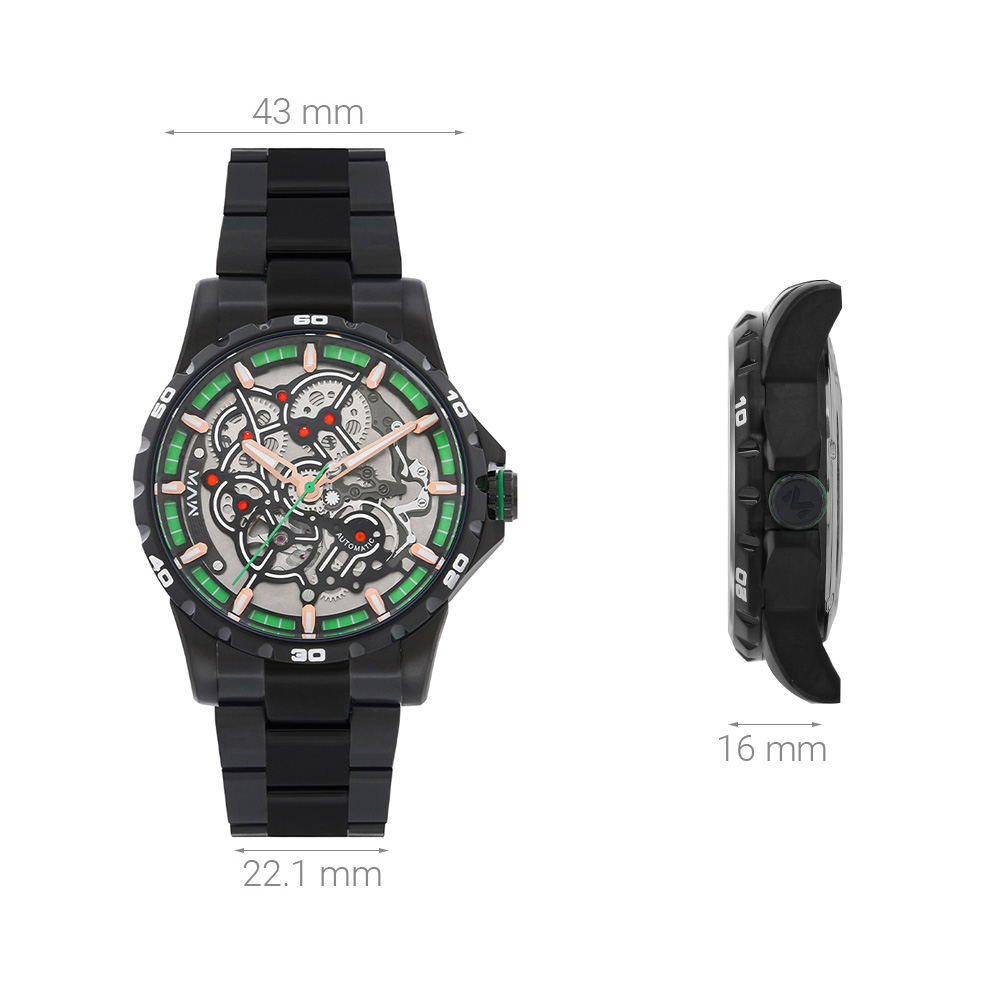 Đồng hồ MVW Galaxy 43 mm Nam MSA091-01-S1 Màu Đen