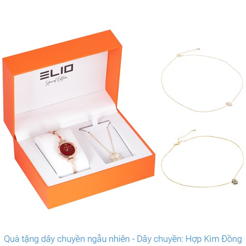 Set quà - Đồng hồ Elio 23 mm Nữ ES148-03 Màu Vàng Hồng