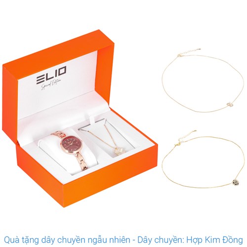 Set quà - Đồng hồ Elio 28 mm Nữ ES152-02 Màu Vàng Hồng
