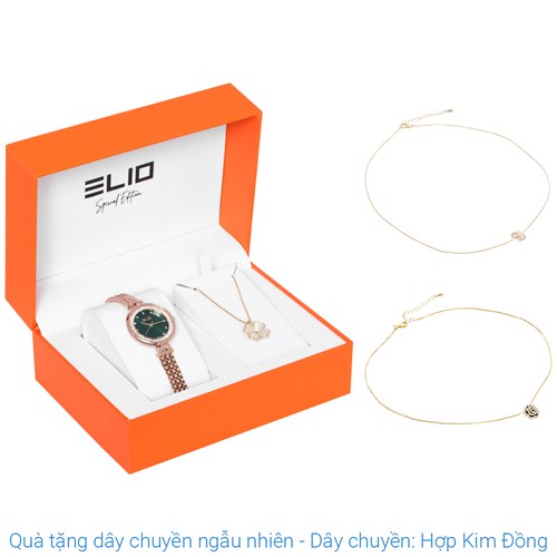 Set quà - Đồng hồ Elio 28 mm Nữ ES157-01 Màu Vàng Hồng