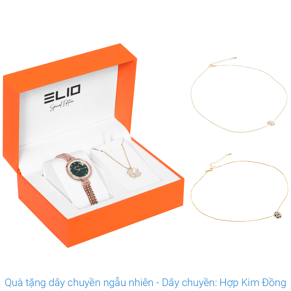 Set quà - Đồng hồ Elio 28 mm Nữ ES157-01 Màu Vàng Hồng