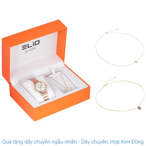 Set quà - Đồng hồ Elio 28 mm Nữ ES158-02 Màu Vàng Hồng