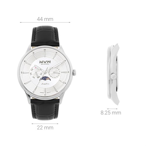 Đồng hồ MVW 44 mm Nam ML085-02-SM Màu Đen