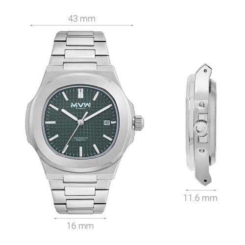 Đồng hồ MVW Elegant 43 mm Nam MSA097-02-ELE Màu Bạc