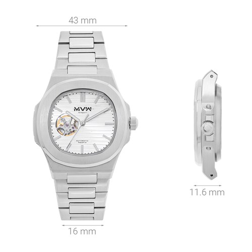 Đồng hồ MVW Elegant 43 mm Nam MSA098-01-ELE Màu Bạc