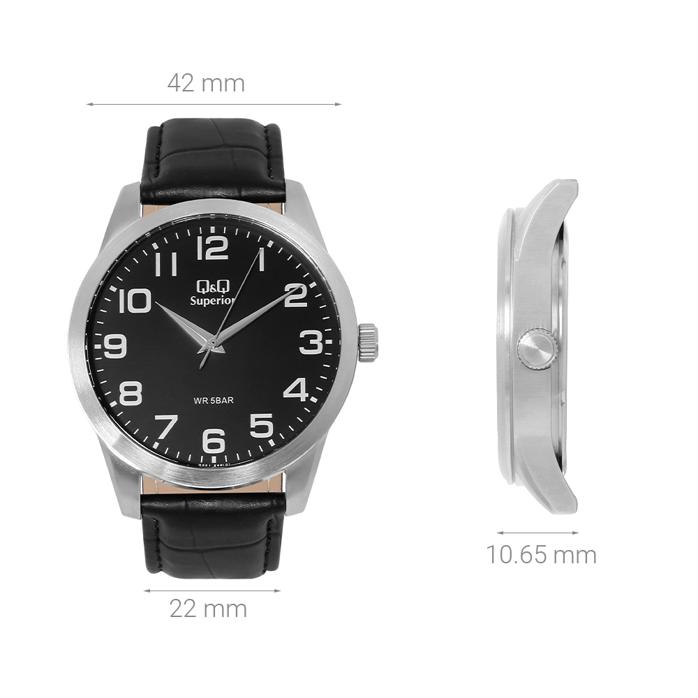 Đồng hồ Q&Q 42 mm Nam C23A-008VY Màu Đen
