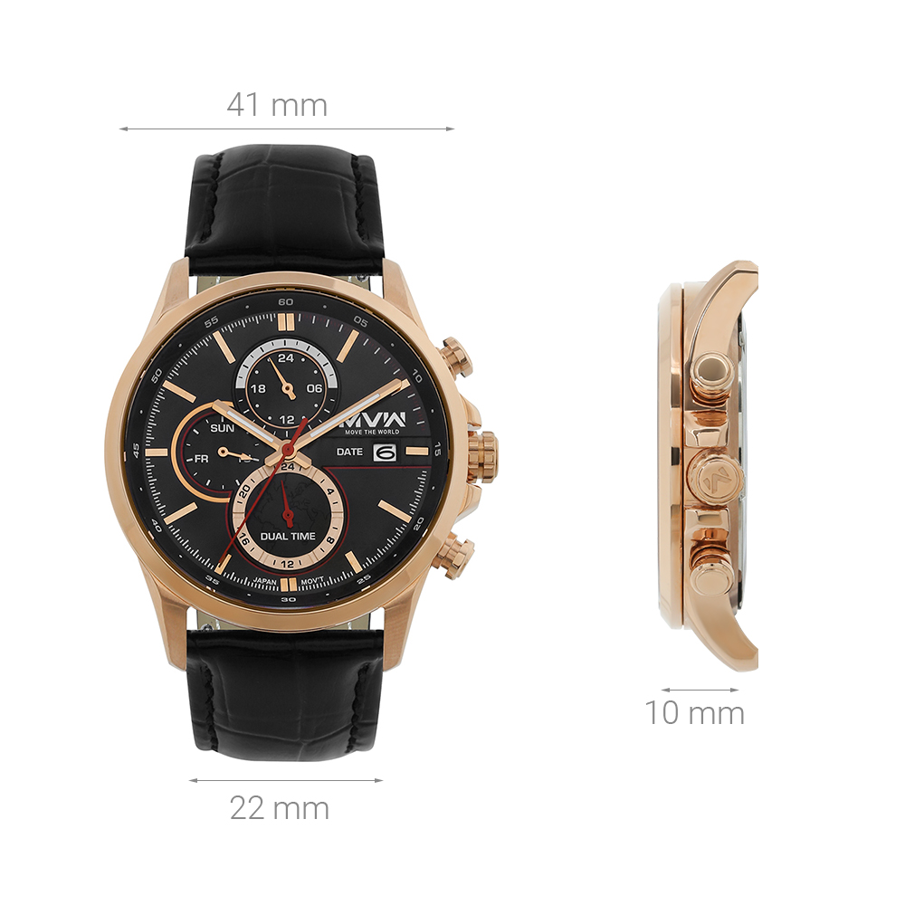 Đồng hồ MVW Sport 41 mm Nam ML087-02 Màu Đen