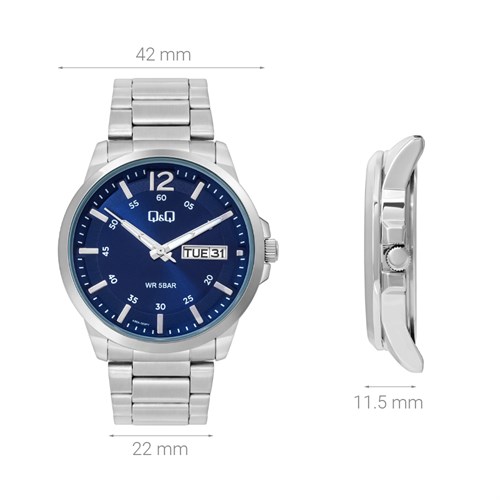 Đồng hồ Q&Q 42 mm Nam A36A-003PY Màu Bạc