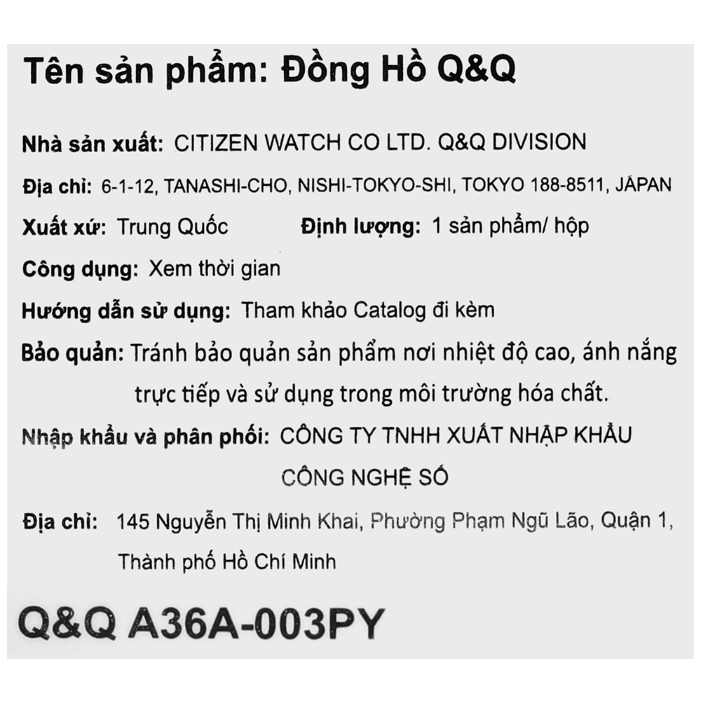 Đồng hồ Q&Q 42 mm Nam A36A-003PY - 7