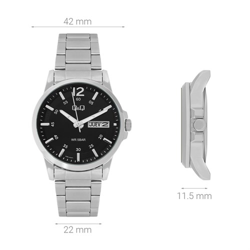 Đồng hồ Q&Q 42 mm Nam A36A-004PY Màu Bạc