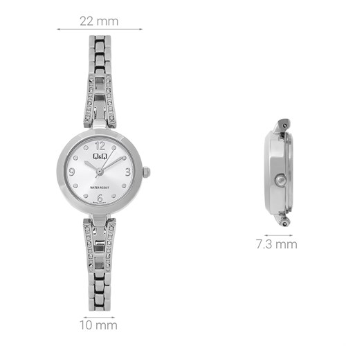 Đồng hồ Q&Q 22 mm Nữ F07A-001PY Màu Bạc