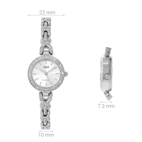 Đồng hồ Q&Q 22 mm Nữ F08A-001PY Màu Bạc