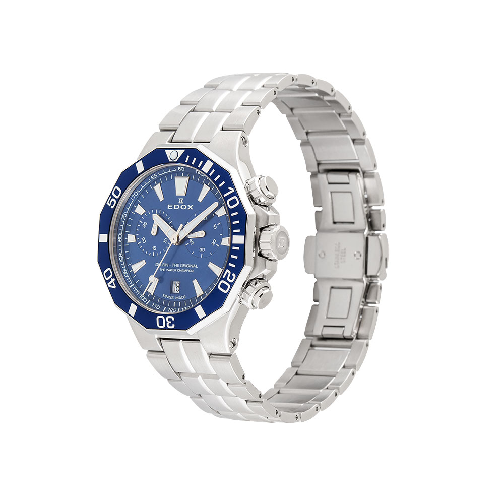 Đồng hồ Edox Delfin 43 mm Nam 10112-3BUM-BUIN Màu Bạc
