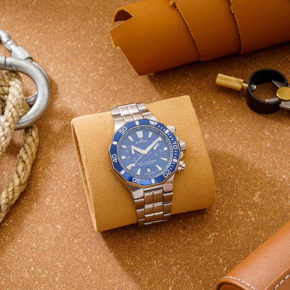 Đồng hồ Edox Delfin 43 mm Nam 10112-3BUM-BUIN Màu Bạc