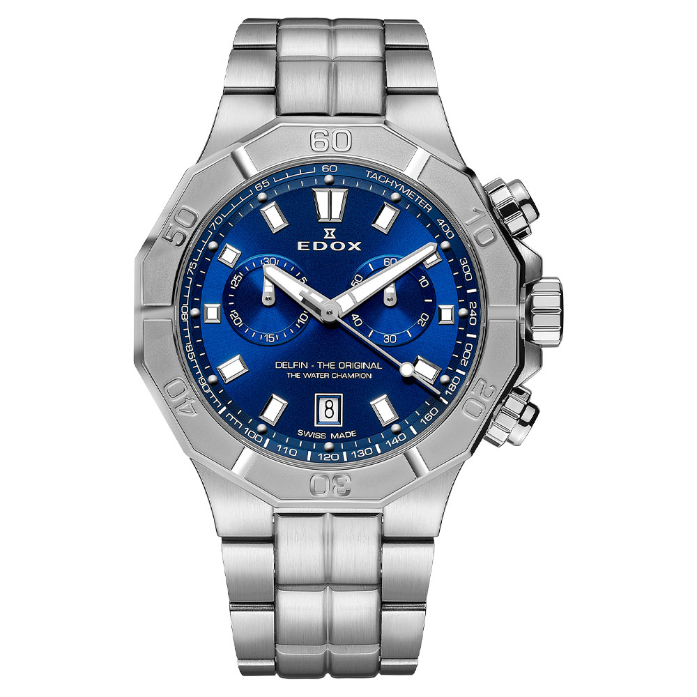 Đồng hồ Edox Delfin 43 mm Nam 10113-3M-BUIN Màu Bạc
