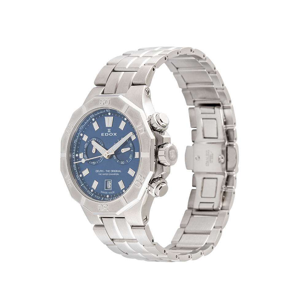 Đồng hồ Edox Delfin 43 mm Nam 10113-3M-BUIN Màu Bạc