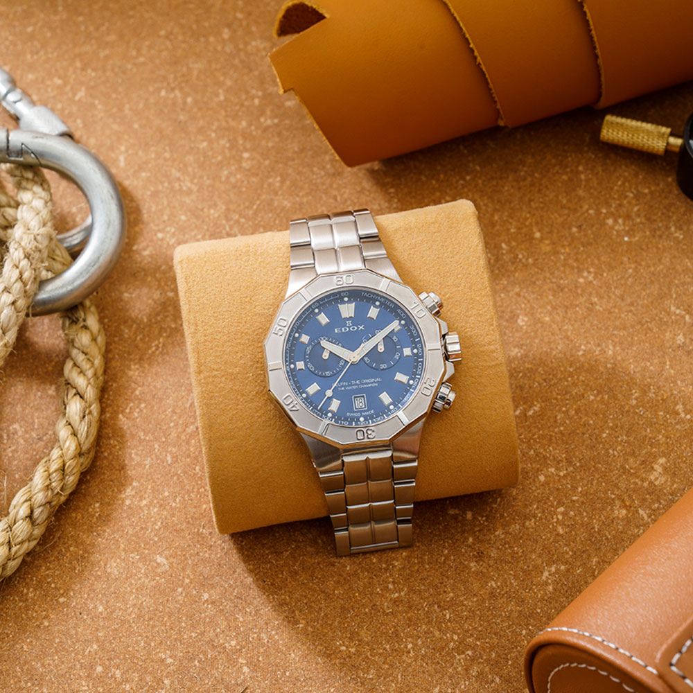Đồng hồ Edox Delfin 43 mm Nam 10113-3M-BUIN Màu Bạc
