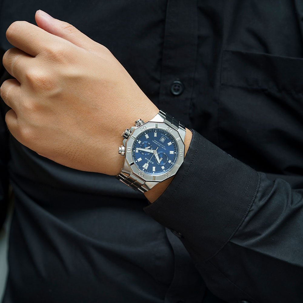 Đồng hồ Edox Delfin 43 mm Nam 10113-3M-BUIN Màu Bạc