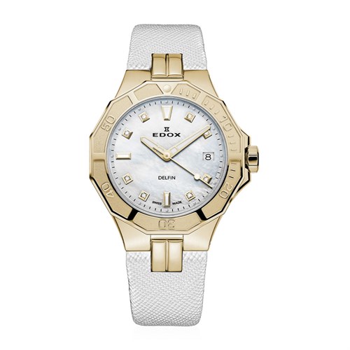 Đồng hồ Edox Delfin 38 mm Nữ 53020-37JC-NADD Màu Trắng