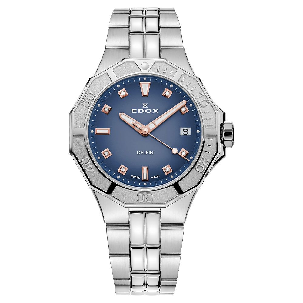 Đồng hồ Edox Delfin 38 mm Nữ 53020-3M-BUDDR Màu Bạc