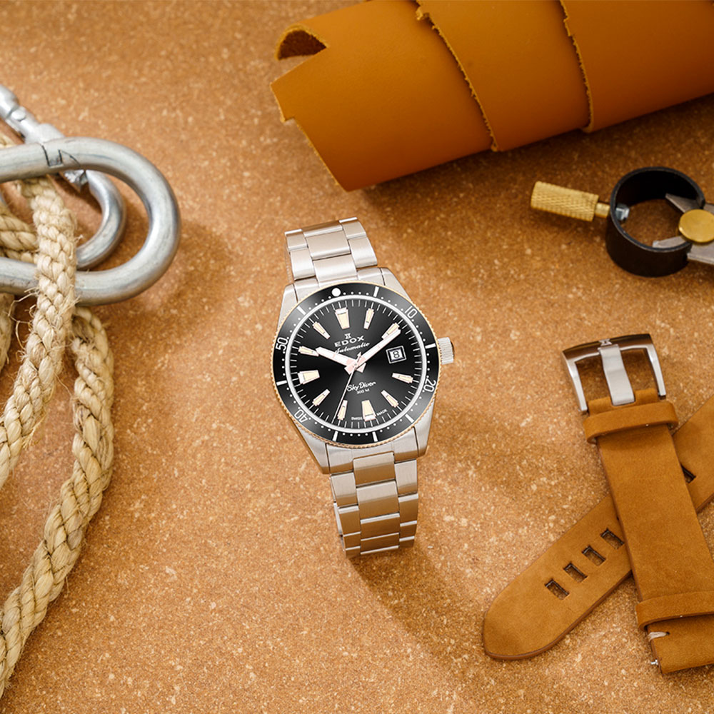Đồng hồ Edox Skydiver 42 mm Nam 80126-357RNM-NIRB Màu Bạc